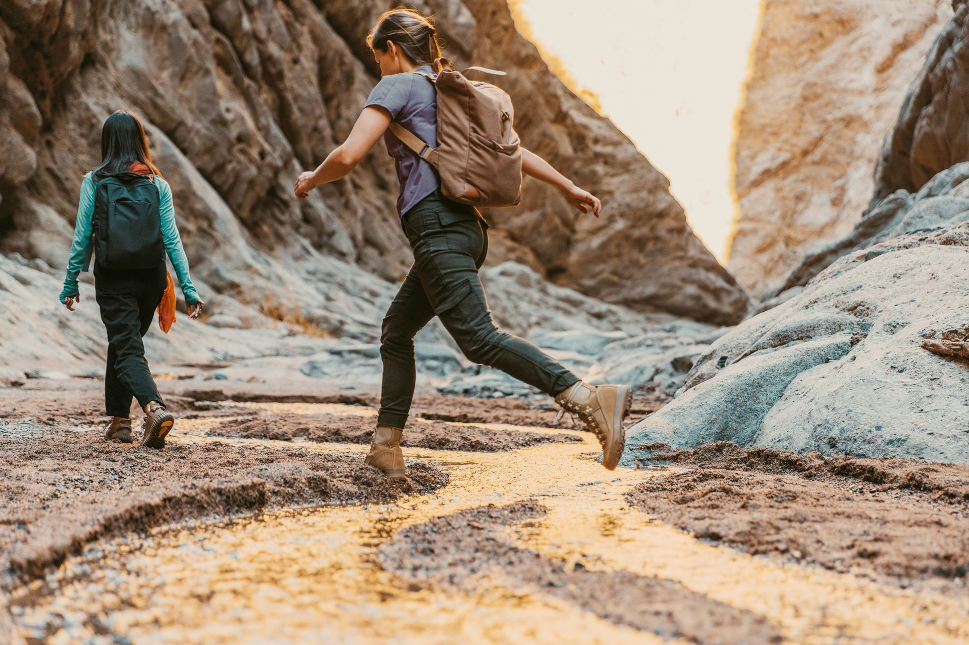 a couple trekking